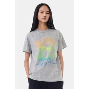 GANNI Paloma Melange Grey Holiday T-Shirt Women's Size XS Relaxed Tee NWT